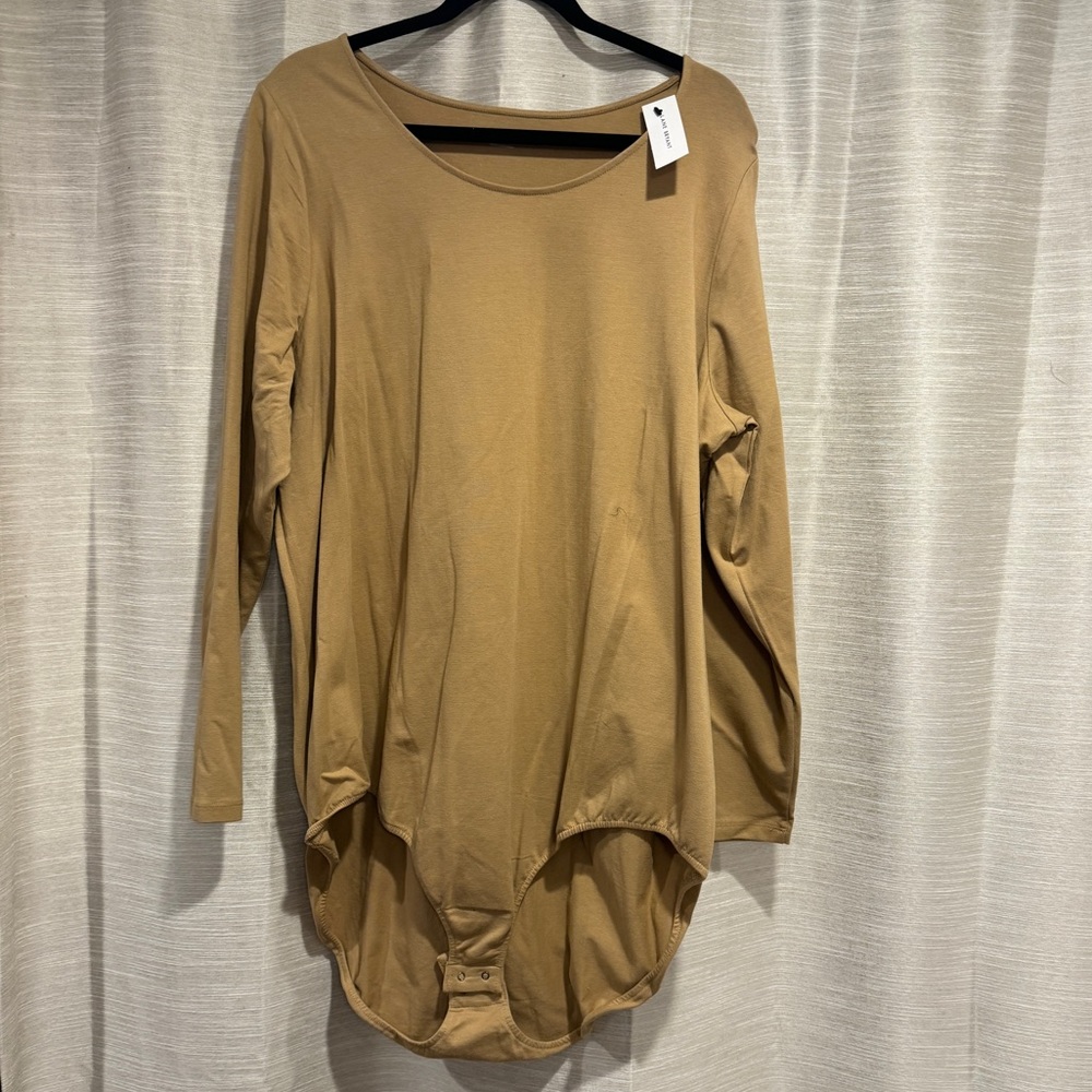 Beige Plus Long Sleeve Body Suit
